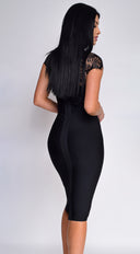 Makenna Lace Cap Sleeve Bandage Dress Black | Emprada XS / Black Makenna Lace Cap Sleeve Bandage Dress Black | Emprada XS / Black