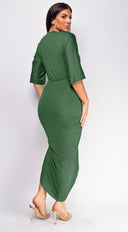 Zelia Venetian Midi Dress - Green