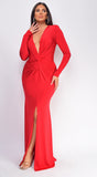 Gianna Red Front Twist Maxi Dress