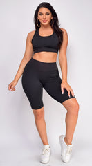 Define Black 2 Piece Textured Crop Top & Shorts Set