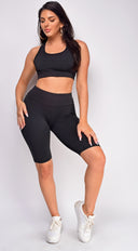 Define Black 2 Piece Textured Crop Top & Shorts Set
