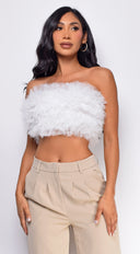 Ryan Mesh Tulle Tube Top in White side profile view on model