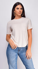 Alina Cream Beige Basic T-Shirt Top