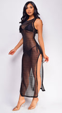 Island Hideout Black Side Slit Cover Up