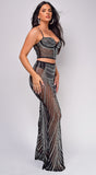 Delanie Black Rhinestone Mesh Skirt Set
