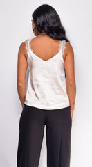 Seneca Cream Beige Lace Trim Cami Top