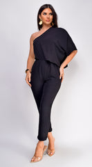 Vanessa Black One Shoulder Jumpsuit - Black