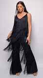 Daciana Black Fringe Jumpsuit