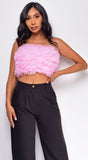 Ryan Pink Mesh Tulle Tube Top