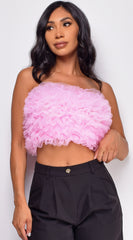 Ryan Pink Mesh Tulle Tube Top