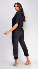 Vanessa Black One Shoulder Jumpsuit - Black