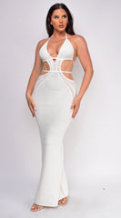 Espanola Natural Beige Crochet Maxi Dress