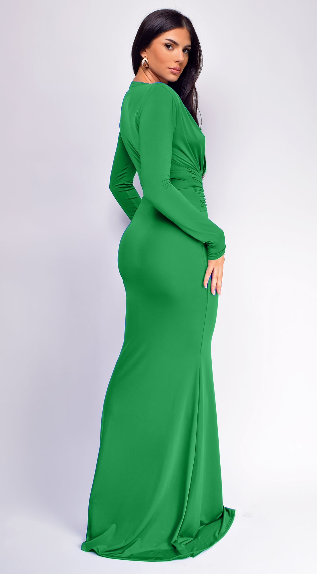 Niya Front Twist Drape Maxi Dress - Green