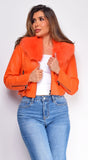 Alyona Orange Faux Fur Leather Jacket