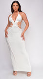Espanola Natural Beige Crochet Maxi Dress