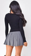 Avanna Scoop Neck Long Sleeve Top - Black