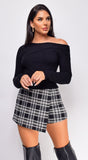 Rayana Black Multi Plaid Skort
