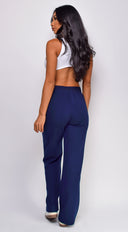 Mina French Terry Straight Cargo Pocket Joggers - Navy