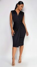 Juneau Twist Midi Dress - Black