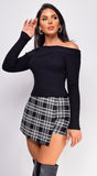 Rayana Black Multi Plaid Skort