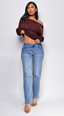 Alba Mid Rise Straight Leg Denim Jeans - Blue