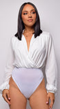 Sanibel White Chiffon Surplice Bodysuit