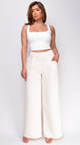 Ronja Ivory White Front Pleated Wide Pants