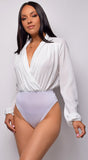 Sanibel White Chiffon Surplice Bodysuit