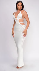 Espanola Natural Beige Crochet Maxi Dress