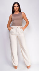 Cora Linen Pants - Beige