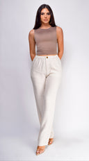 Cora Linen Pants - Beige