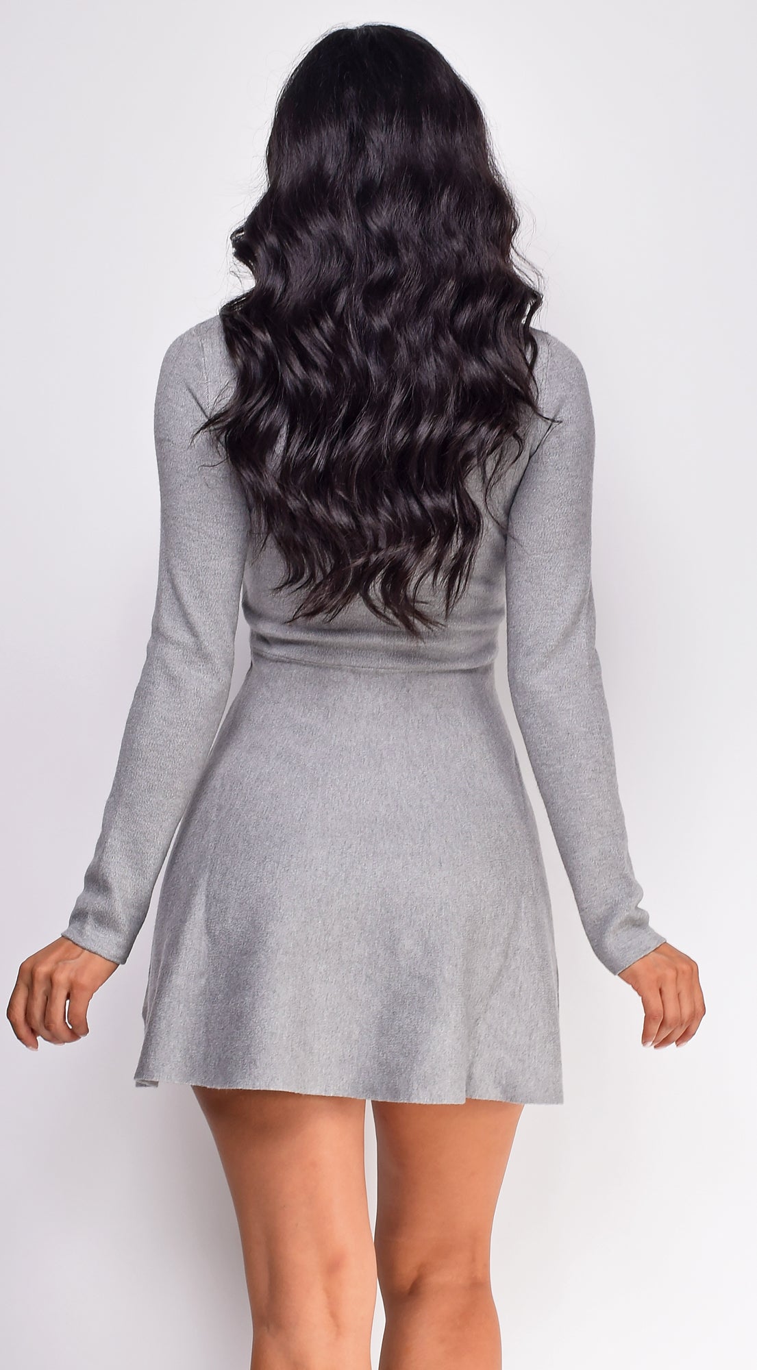 Korin Gray Knit Sweater Mini Dress