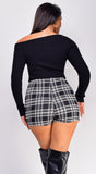 Rayana Black Multi Plaid Skort