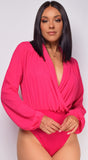 Sanibel Pink Chiffon Surplice Bodysuit