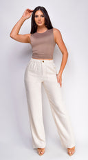 Cora Linen Pants - Beige