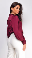 Casablanca Button Down Shirt in Plum close-up of button detailing