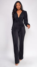 Juna Surplice Jumpsuit - Black