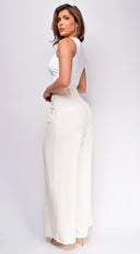 Ronja Ivory White Front Pleated Wide Pants