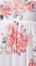 Fayola White Floral Print Maxi Dress hemline and silhouette detail