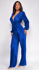 Juna Royal Blue Surplice Jumpsuit