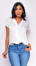 Kai Button Up Top - White