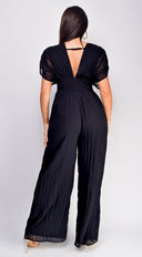Selene V Neck Pleated Jumpsuit - Black