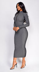 Amara Two Tone Front Zipper Maxi Dress - Gray