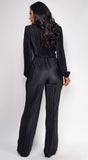 Juna Black Surplice Jumpsuit