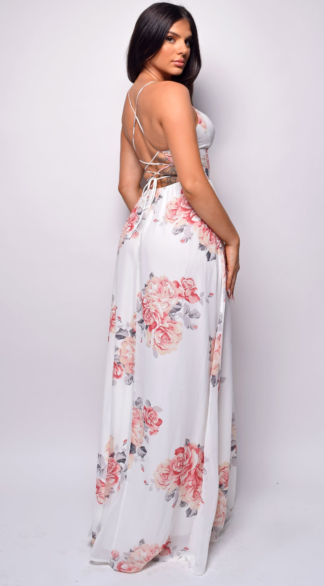 Fayola White Floral Print Maxi Dress