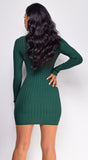 Faylinn Green Mock Neck Sweater Mini Dress
