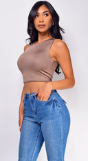 Lylah Crop Tank Top - Brown