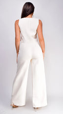 Raine Light Beige Vest & Pants Set close-up of fabric and construction