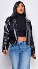 Piper Faux Leather Jacket - Black