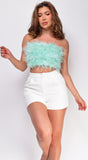 Stacie Mint Green Feather Tube Top
